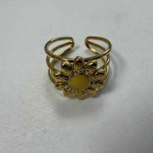 Bague multi-rangs ajustable motif Fleur jaune