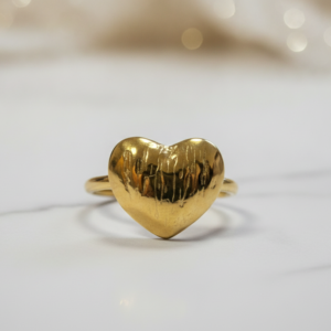 Bague Cœur Texturé Doré