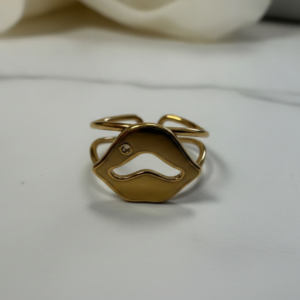 Bague Ajustable Double Anneau au Design Abstrait