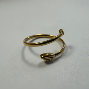 Bague Spirale Motif Tulipe Dorée