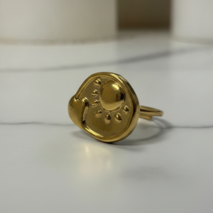 Bague Médaille Motif Soleil Doré