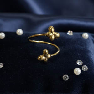 Bague Ajustable Double Papillon Dorée
