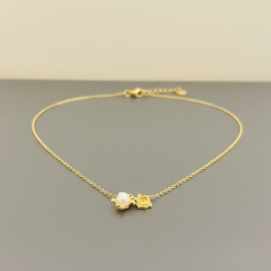 Collier Chaîne Dorée – Pendentif Rose et Nacre