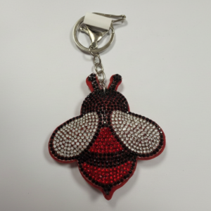 Porte-clés et Bijou de Sac Abeille Strassée Rouge