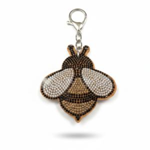 Porte-clés et Bijou de Sac Abeille Strassée Bronze