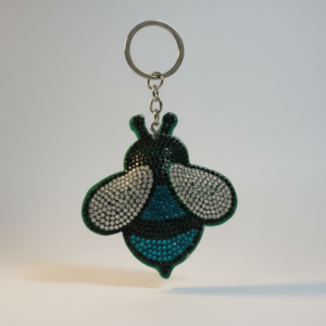 Porte-clés et Bijou de Sac Abeille Strassée Vert Émeraude