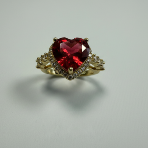 Bague Dorée avec Cristal Rouge et Strass